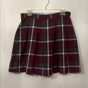 Tommy Hilfiger Maroon Plaid Pleated Skater Skirt with shorts for lining